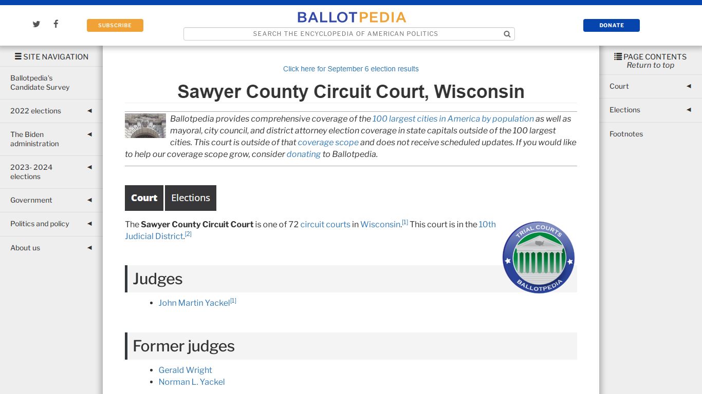 Sawyer County Circuit Court, Wisconsin - Ballotpedia